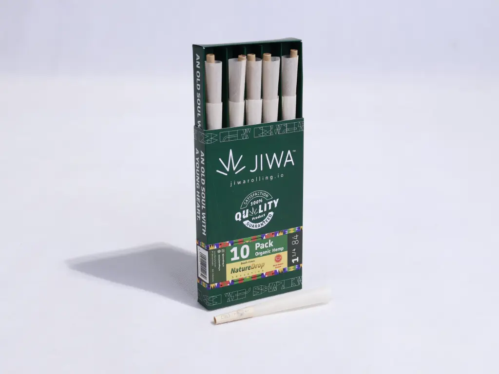 Jiwarolling - OneQ Organic Hemp Cones with NatureDrop Watermelon Beads 10 Pack
