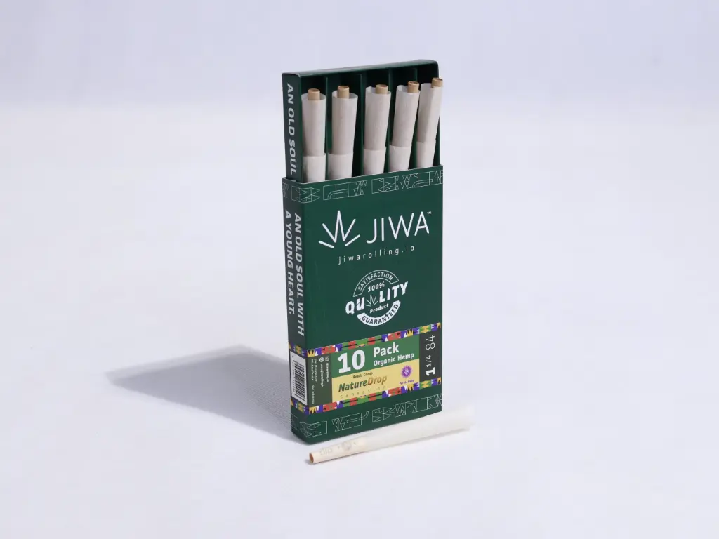 Jiwarolling - OneQ Organic Hemp Cones with NatureDrop Grape Beads 10 Pack