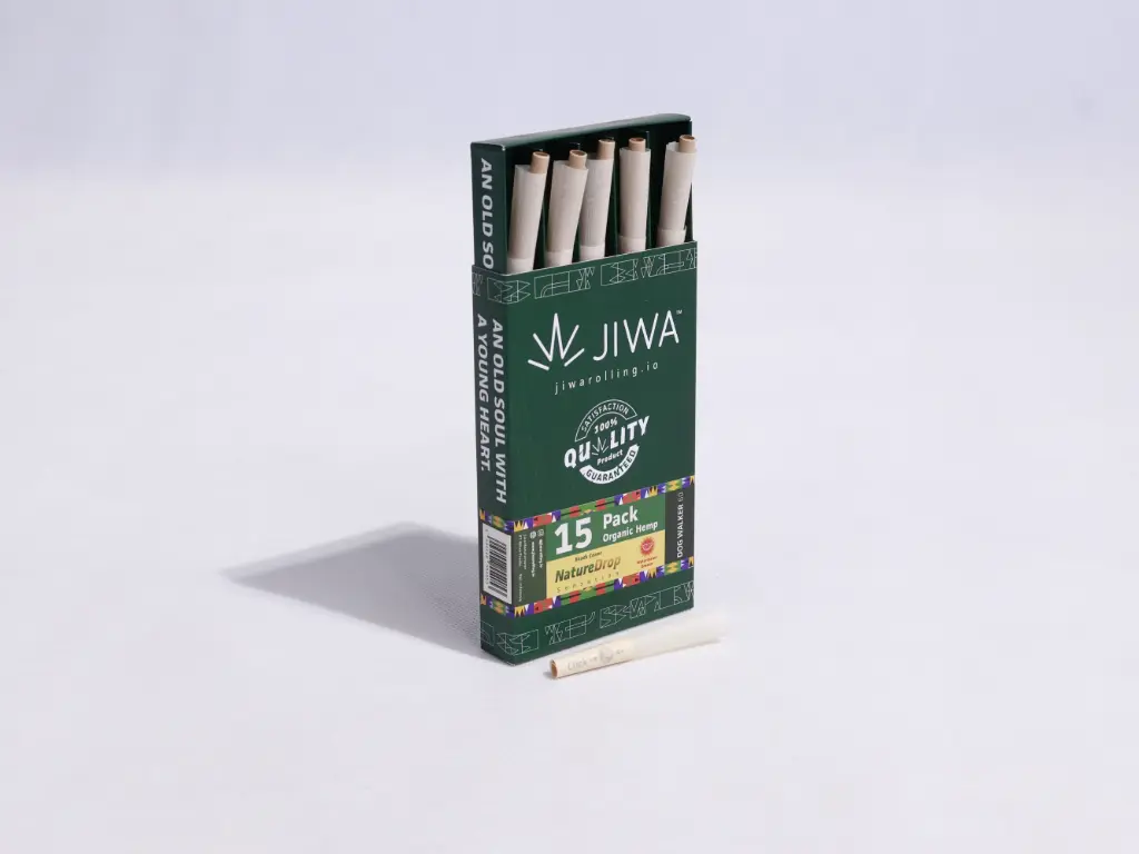Jiwarolling - Dogwalker Organic Hemp Cones with NatureDrop Watermelon Beads 15 Pack