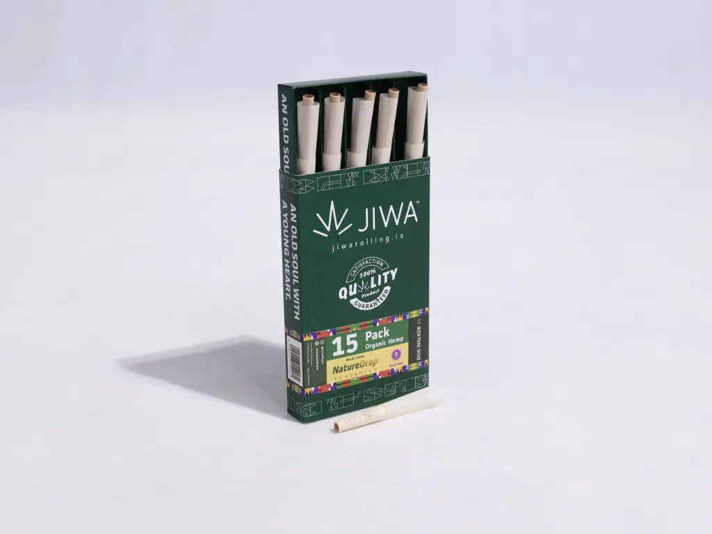 Jiwarolling - Dogwalker Organic Hemp Cones with NatureDrop Grape Beads 15 Pack