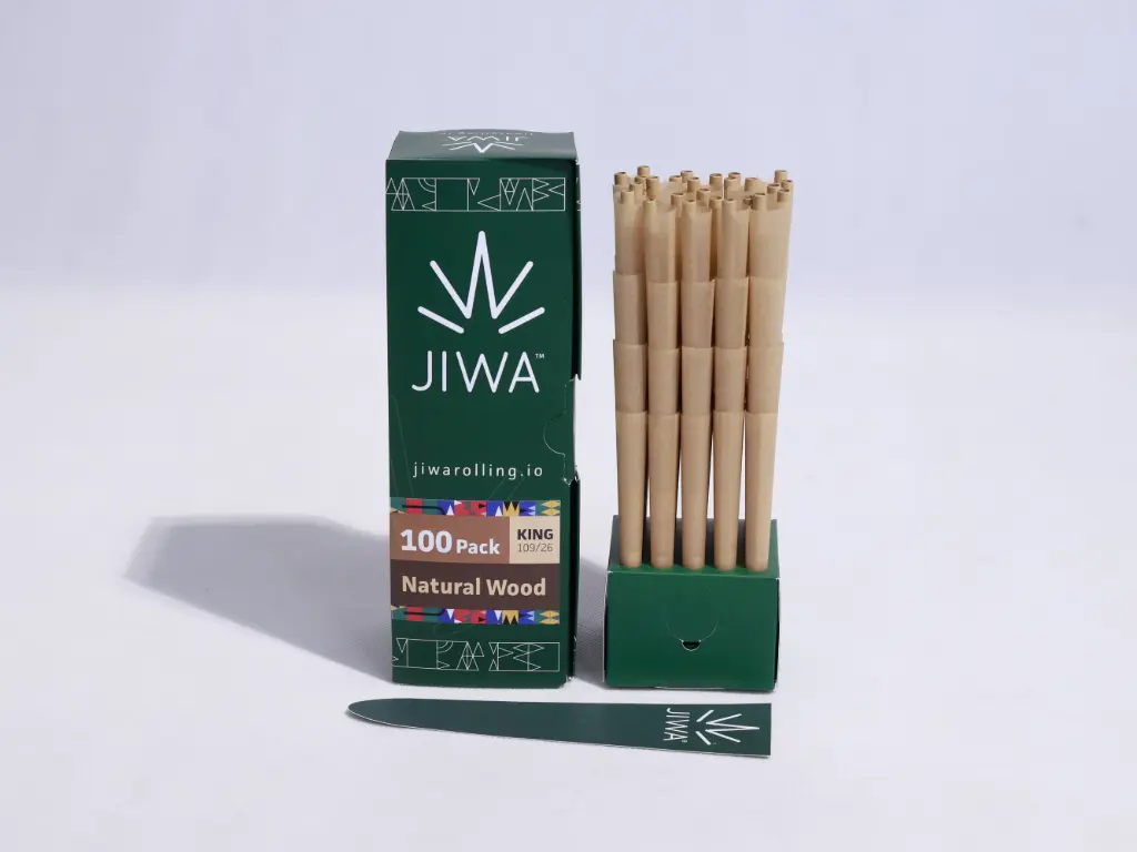 Jiwarolling - King Size Slow Burn Unbleached Preroll Paper with Jiwa Filter 100 pack
