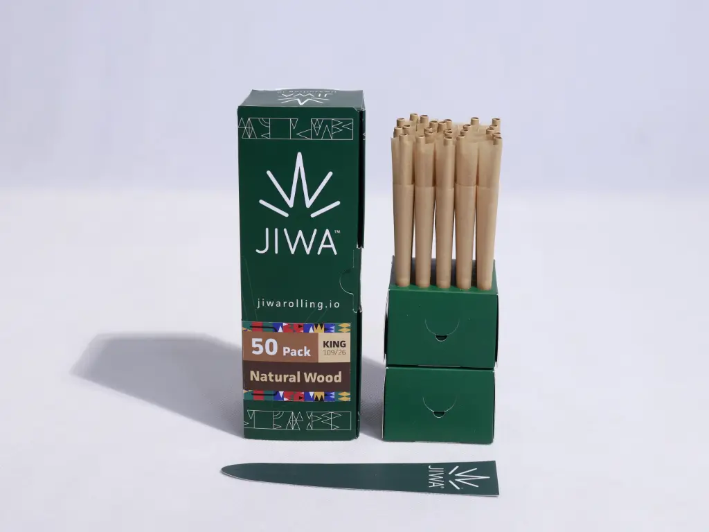 Jiwarolling - King Size Slow Burn Unbleached Preroll Paper with Jiwa M Filter 50 pack