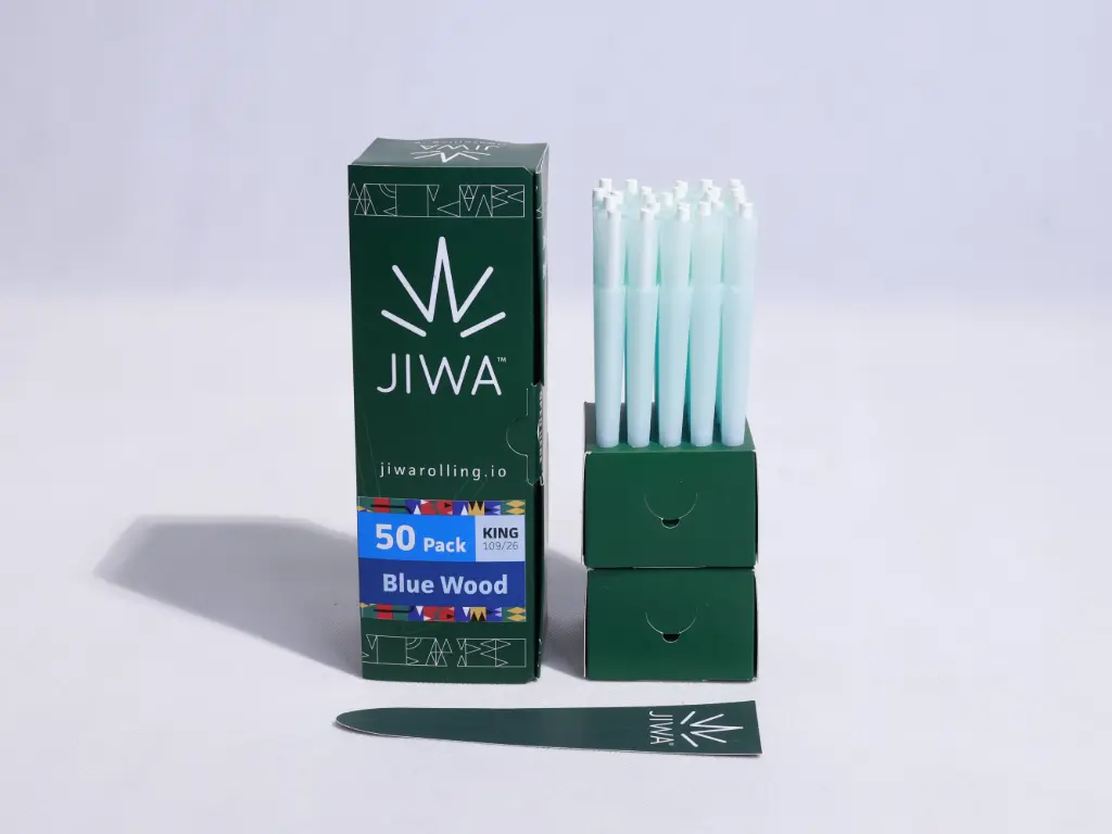 Jiwarolling - King Size Slow Burn Blue Preroll Paper with Jiwa Filter 50 pack