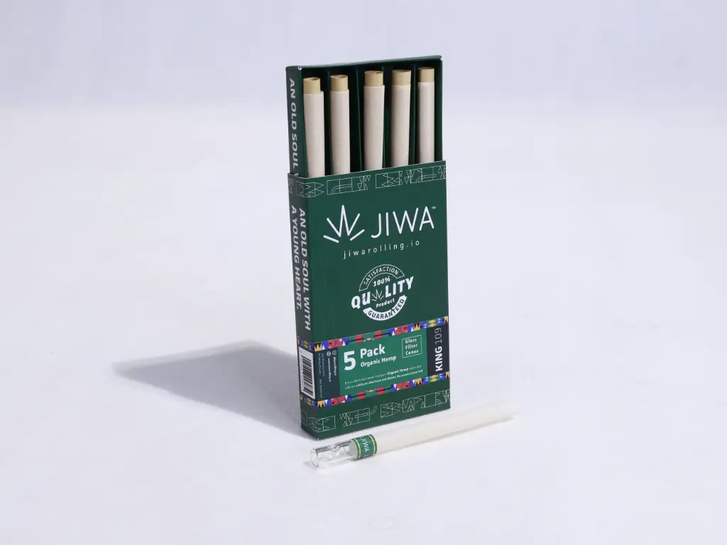 Jiwarolling - King Size Organic Hemp Cones with Glass Filter 5 Pack 