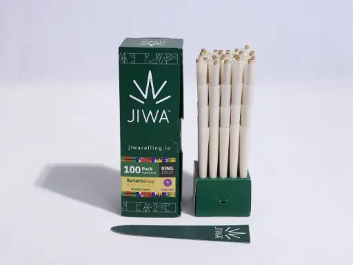 [JIWA3491] Jiwarolling King Size Slow Burn Unbleached Preroll Paper NatureDrop Grape Beads - 100 pack