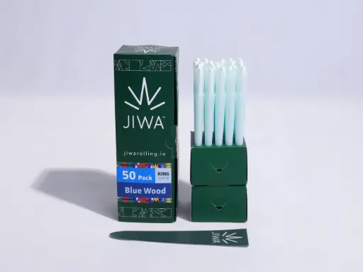 [JIWA3028] Jiwarolling - King Size Slow Burn Blue Preroll Paper with Jiwa Filter 50 pack