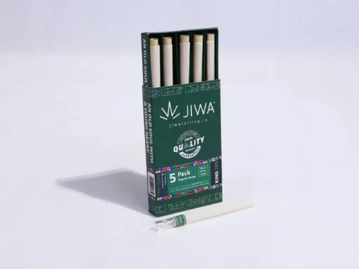 [JIWA3032] Jiwarolling - King Size Organic Hemp Cones with Glass Filter 5 Pack 